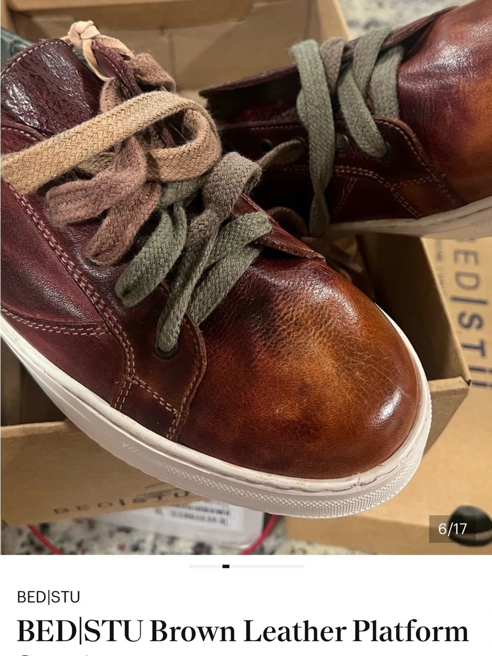 BED|STU Leather Sneakers in Cognac all leather- authentic-NEW 8-1/2